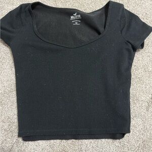 Hollister Black Ribbed Crop Top